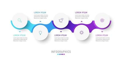 Vektor-Infografik-Etikettendesign-Vorlage mit Symbolen und 5 Optionen oder Schritten. kann für Prozessdiagramme, Präsentationen, Workflow-Layouts, Banner, Flussdiagramme und Infografiken verwendet werden. vektor