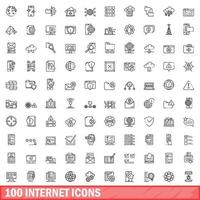 100 Internet-Icons gesetzt, Umrissstil vektor