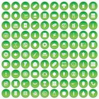 100 lunch ikoner som grön cirkel vektor