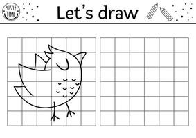 komplettera fågelbilden. vektor skog ritning praxis kalkylblad. utskrivbar svartvit aktivitet för förskolebarn med flygande djur. kopiera bilden trädgård skogstema spel för barn