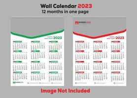 1 sida 2023 bästa väggkalenderdesign, 12 månaders väggkalenderdesign, 2023 kalenderdesign vektor