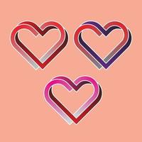 ange ikoner av hjärtan för alla hjärtans dag vektor