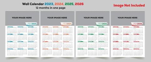 eine Seite 2023 bestes Wandkalenderdesign, 12 Monate Wandkalenderdesign, 2023 Kalenderdesign vektor