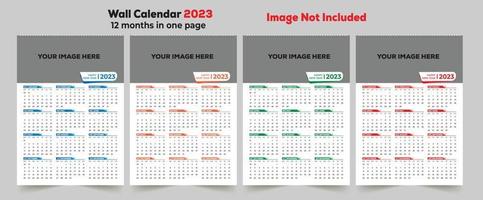 väggkalender 12 månader på en sida 2023 vektor