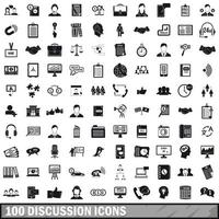 100 diskussionsikoner set, enkel stil vektor