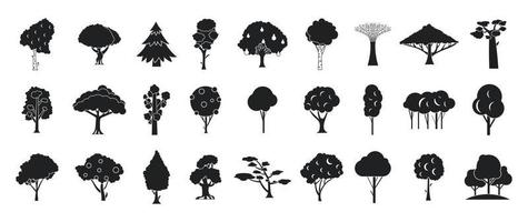 träd ikonuppsättning, enkel stil vektor