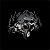 utv-buggy-fahrzeugillustrations-logovektor im schwarzen hintergrund vektor