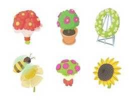 Blumen-Icon-Set, Cartoon-Stil vektor