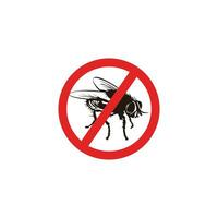 Warnschild stoppt die Fliegen. Verbotsschild Insektenschädling vektor