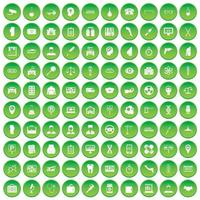 100-Geschäftstage-Symbole setzen grünen Kreis vektor