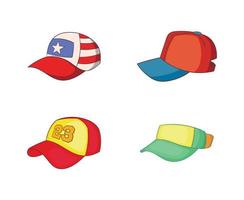 Baseball-Cap-Icon-Set, Cartoon-Stil