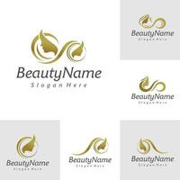 uppsättning av skönhet logotyp design vektor mall, skönhet logotyp begrepp illustration.