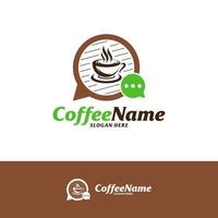 Chat-Kaffee-Logo-Design-Vorlage. Kaffee-Logo-Konzeptvektor konsultieren. kreatives Symbolsymbol vektor