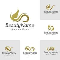 uppsättning av skönhet logotyp design vektor mall, skönhet logotyp begrepp illustration.