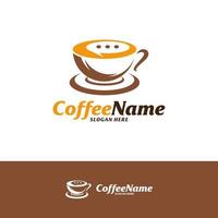 Chat-Kaffee-Logo-Design-Vorlage. Kaffee-Logo-Konzeptvektor konsultieren. kreatives Symbolsymbol vektor