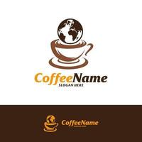 Weltkaffee-Logo-Design-Vorlage. Kaffee-Logo-Konzeptvektor. kreatives Symbolsymbol vektor