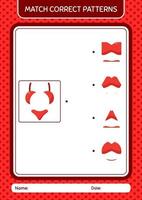 Match-Muster-Spiel mit Unterwäsche. arbeitsblatt für vorschulkinder, kinderaktivitätsblatt vektor