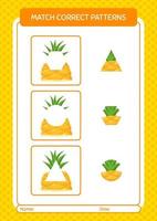 Match-Pattern-Spiel mit Ananas. arbeitsblatt für vorschulkinder, kinderaktivitätsblatt vektor