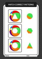 Match-Muster-Spiel mit Wasserball. arbeitsblatt für vorschulkinder, kinderaktivitätsblatt vektor