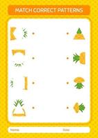 Match-Pattern-Spiel mit Ananas. arbeitsblatt für vorschulkinder, kinderaktivitätsblatt vektor