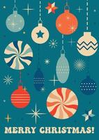 retro vintage grußkarte frohe weihnachten. groove weihnachtskarte. Vektor-Illustration vektor