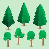 uppsättning gröna isometriska träd. gran. julgranar. Granar. vektor illustration