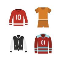 Sportkleidung Icon Set, flacher Stil vektor