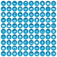 100 utlåningsikoner i blått vektor
