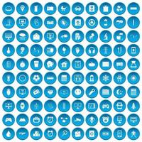 100 App-Icons blau gesetzt vektor