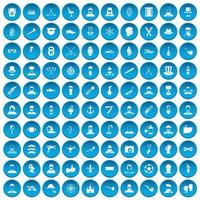 100 skäggikoner i blått vektor