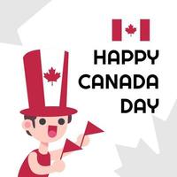 söta kanadensiska människor firar Kanadas dag platt designillustration vektor
