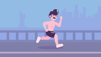 snygg atletisk man kör med new york bakgrund landskap vintage illustration vektor