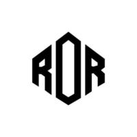 ror brev logotyp design med polygon form. ror polygon och kub form logotyp design. ror hexagon vektor logotyp mall vita och svarta färger. ror monogram, affärs- och fastighetslogotyp.