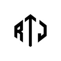 Rtj-Brief-Logo-Design mit Polygonform. rtj-polygon- und würfelform-logo-design. Rtj-Sechseck-Vektor-Logo-Vorlage in weißen und schwarzen Farben. rtj-monogramm, geschäfts- und immobilienlogo. vektor