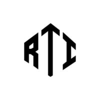 RTI-Brief-Logo-Design mit Polygonform. rti Polygon- und Würfelform-Logo-Design. rti Sechseck-Vektor-Logo-Vorlage in weißen und schwarzen Farben. rti-monogramm, geschäfts- und immobilienlogo. vektor