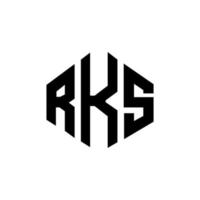 rks brev logotyp design med polygon form. rks polygon och kubform logotypdesign. rks hexagon vektor logotyp mall vita och svarta färger. rks monogram, affärs- och fastighetslogotyp.