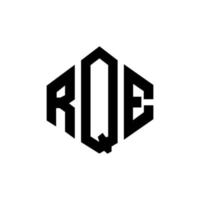 rqe-Buchstaben-Logo-Design mit Polygonform. rqe Polygon- und Würfelform-Logo-Design. rqe Sechseck-Vektor-Logo-Vorlage in weißen und schwarzen Farben. rqe monogramm, geschäfts- und immobilienlogo. vektor