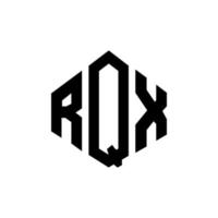 rqx bokstavslogotypdesign med polygonform. rqx polygon och kubform logotypdesign. rqx hexagon vektor logotyp mall vita och svarta färger. rqx monogram, affärs- och fastighetslogotyp.