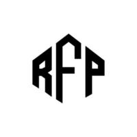 rfp-bokstavslogotypdesign med polygonform. rfp-polygon och kubformad logotypdesign. rfp hexagon vektor logotyp mall vita och svarta färger. rfp-monogram, logotyp för företag och fastigheter.