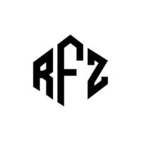 rfz brev logotyp design med polygon form. rfz polygon och kubform logotypdesign. rfz hexagon vektor logotyp mall vita och svarta färger. rfz monogram, affärs- och fastighetslogotyp.