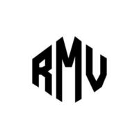 rmv-Buchstaben-Logo-Design mit Polygonform. rmv-polygon- und würfelform-logo-design. rmv Hexagon-Vektor-Logo-Vorlage in weißen und schwarzen Farben. rmv-monogramm, geschäfts- und immobilienlogo. vektor