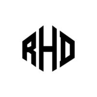 rhd brev logotyp design med polygon form. rhd polygon och kub form logotyp design. rhd hexagon vektor logotyp mall vita och svarta färger. rhd monogram, affärs- och fastighetslogotyp.