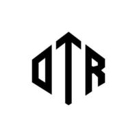 otr-Buchstaben-Logo-Design mit Polygonform. otr Polygon- und Würfelform-Logo-Design. otr Sechseck-Vektor-Logo-Vorlage in weißen und schwarzen Farben. otr-monogramm, geschäfts- und immobilienlogo. vektor