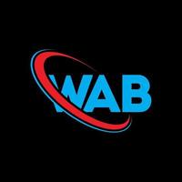 wab logotyp. wab brev. wab brev logotyp design. initialer wab logotyp länkad med cirkel och versaler monogram logotyp. wab typografi för teknik, företag och fastighetsmärke. vektor