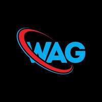 Wag-Logo. Wackelbrief. Logo-Design mit Wag-Buchstaben. Initialen-Wag-Logo, verbunden mit Kreis und Monogramm-Logo in Großbuchstaben. wag-typografie für technologie-, geschäfts- und immobilienmarke. vektor
