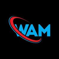 wam-Logo. wa Brief. WAM-Brief-Logo-Design. Initialen-Wam-Logo, verbunden mit Kreis und Monogramm-Logo in Großbuchstaben. wam-typografie für technologie-, geschäfts- und immobilienmarke. vektor
