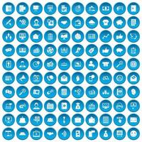 100 virale Marketing-Icons blau gesetzt vektor