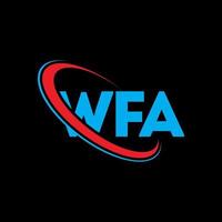 wfa logotyp. wfa brev. wfa brev logotyp design. initialer wfa logotyp länkad med cirkel och versaler monogram logotyp. wfa-typografi för teknik-, affärs- och fastighetsmärke. vektor