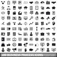 100 affärsprocess ikoner set, enkel stil vektor