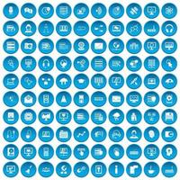 100 Online-Seminar-Icons blau gesetzt vektor